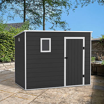 Lotus Oxonia 8x5 Pent Plastic Shed Dark Grey With Floor