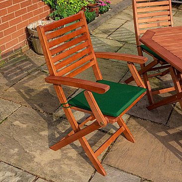 Plumley Six Seater Dining Set Green Cushions