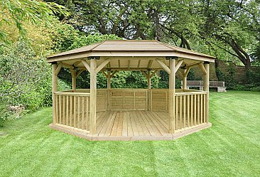 Premium Oval Wooden Gazebo with Timber Roof