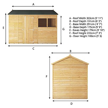 Overlap Reverse Apex Shed 10'x6'