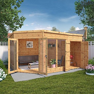 Premium Corner Summerhouse with side Shed