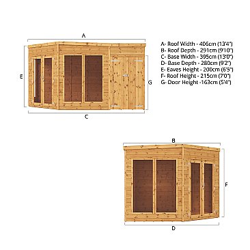 Premium Corner Summerhouse with side Shed 9'x13'