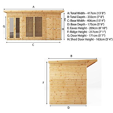 Mercia Maine Summerhouse 14'x6' with side shed