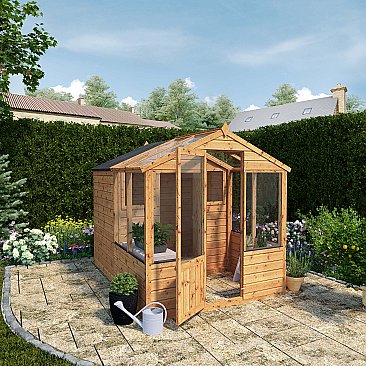 Combi Greenhouse and Wooden Storage Shed