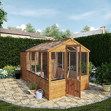 Combi Greenhouse and Wooden Storage Shed 12 x 6