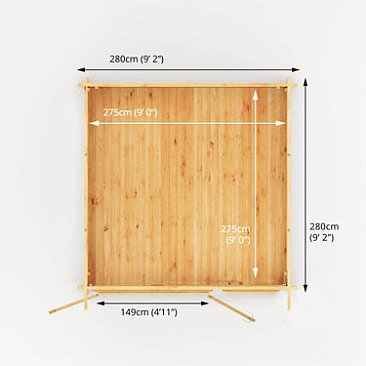 Mercia 3m x 3m Elite Pent Log Cabin - 28mm