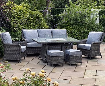 Boston - 3-Seater Sofa Dining Set with Firepit