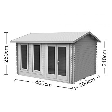 Chiltern 4.0m x 3.0m Log Cabin Single Glazed 24kg Felt, No Underlay