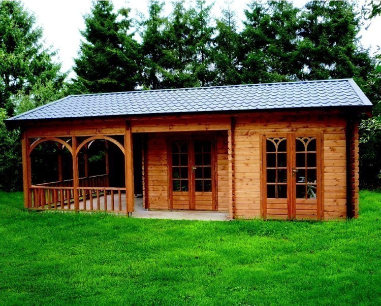 Sicily Pavilion Log Cabin with Porch and Canopy