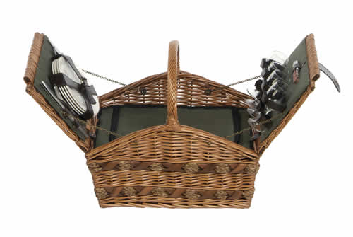 Twin Opening Four Person Willow Picnic Hamper