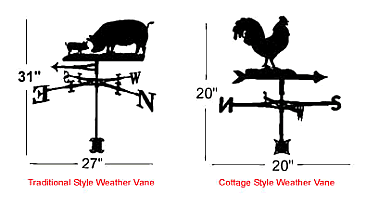 Traditional and Cottage style weather vanes