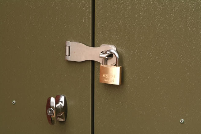 Motorcycle garage locking system