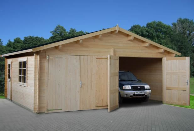 Double Log Cabin Garage 44mm 5.95x5.30m 