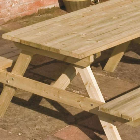 Rowlinson Wooden Picnic Bench Close Up