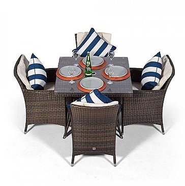 Montreal - 4 Seat Set with Square Table (Dark Brown)