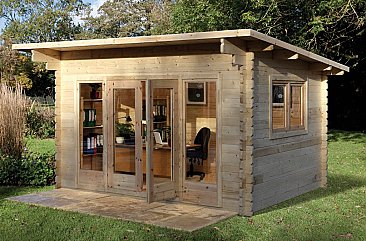 Melbury 4.0m x 3.0m Log Cabin Single Glazed 24kg Polyester Felt, No Underlay