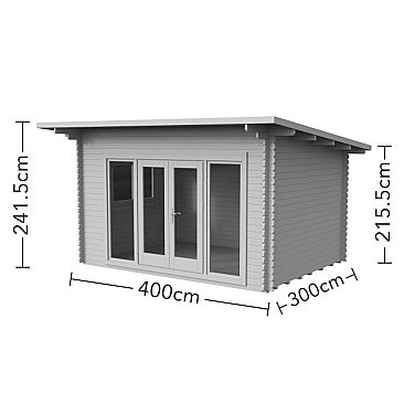 Melbury 4.0m x 3.0m Log Cabin Single Glazed 24kg Polyester Felt, No Underlay