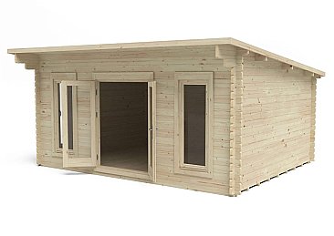 Mendip 5.0m x 4.0m Log Cabin Double Glazed, 24kg Polyester Felt, No Underlay