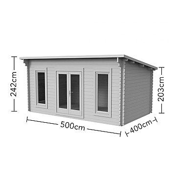 Mendip 5.0m x 4.0m Log Cabin Double Glazed, 34kg Polyester Felt, Plus Underlay