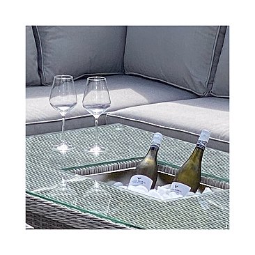 Barcelona - Corner Sofa Set with Rectangular Rising Table & Ice Bucket (Grey)