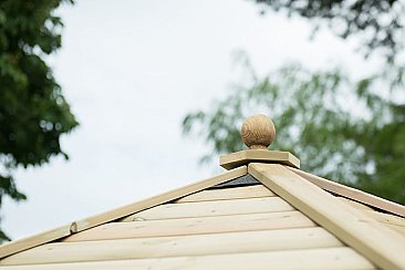 3m Premium Hexagonal Wooden Garden Gazebo with Timber Roof – Furnished (Cream)
