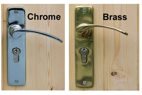 Chrome and Brass Door furniture for Lugarde Amsterdam log cabin
