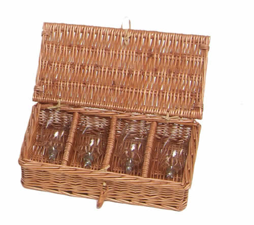 Willow basket holder for four glasses