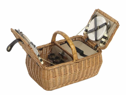 Twin opening four person willow hamper