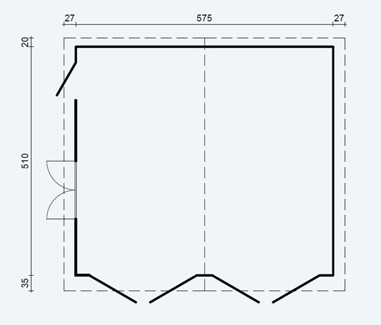 Double Log Cabin Garage 5.95x5.30m Floor Plan 