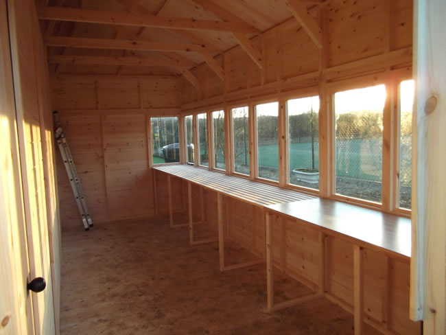 Large Workshop Area with potting shed windows