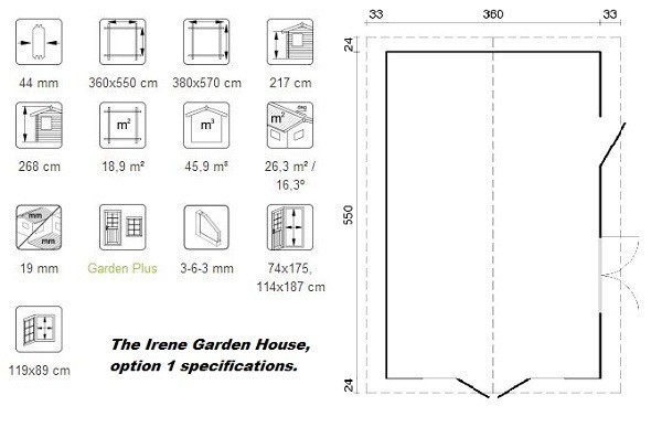 The Irene 44mm Log Cabin 3.8mx5.7m