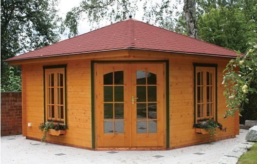 45mm double glazed corner log cabin
